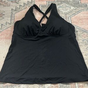 Athleta Black Crisscross Halter Tankini Top XL
